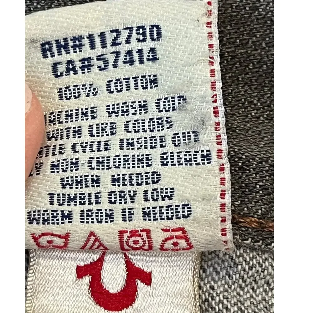 True Religion Men’s Size 36 Gray Denim Button Fly Straight Leg Jeans M05T6U50